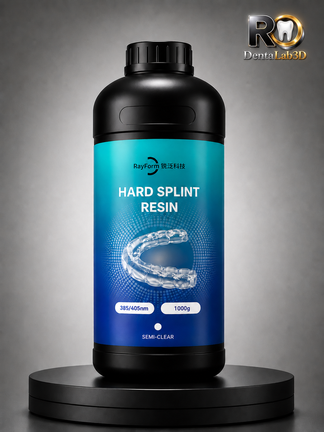 RayForm Hard Splint Resin semi-clear utilizada para la férula Michigan